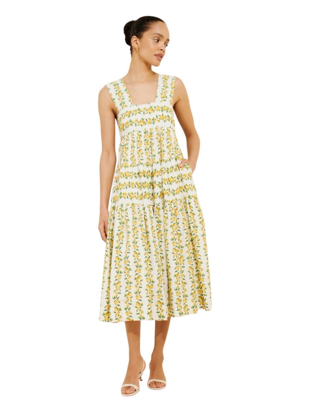 ANTHROPOLOGIE Helena Square-Neck Tiered Babydoll Dress